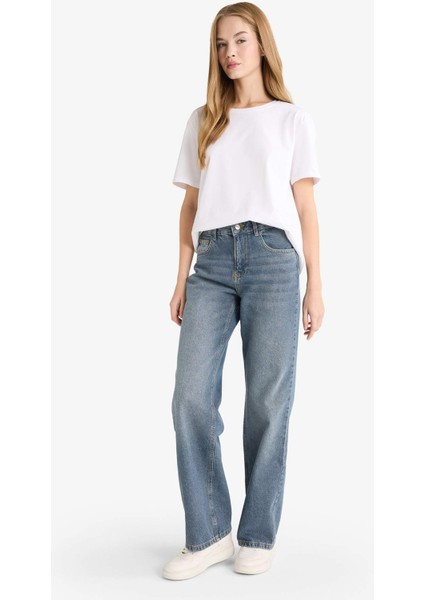 Straight Wide Yüksek Bel Uzun Jean Yıkamalı Pantolon F5527AX25AU fiyatları