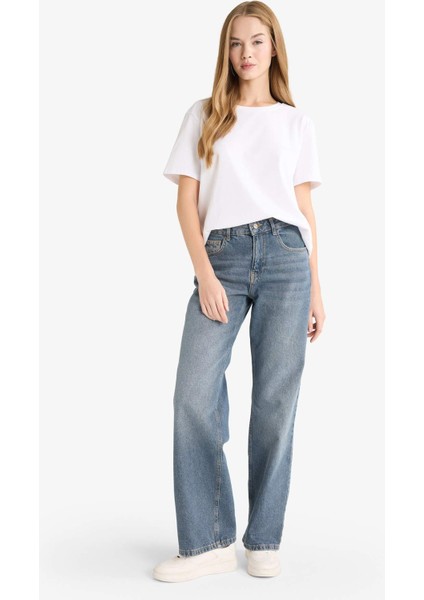 Straight Wide Yüksek Bel Uzun Jean Yıkamalı Pantolon F5527AX25AU modelleri