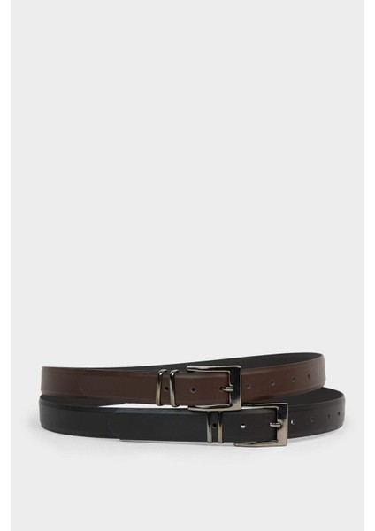 Erkek Dikdörtgen Toka Suni Deri 2'li Klasik Kemer G4443AXNS modelleri