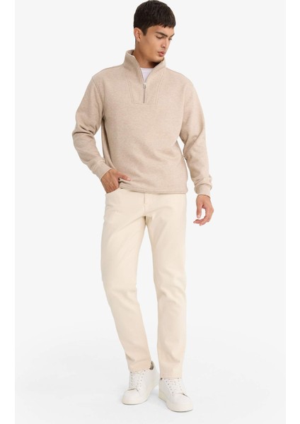 Regular Fit Dik Yaka Yarım Fermuarlı Sweatshirt F4137AX25AU fiyatları