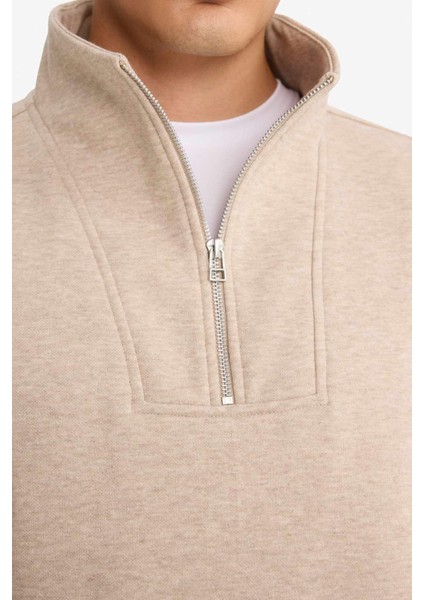 Regular Fit Dik Yaka Yarım Fermuarlı Sweatshirt F4137AX25AU indirimleri