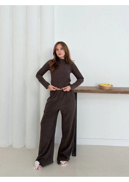 Balıkçı Yaka Örme Takım Kahve ST265865 fiyatları