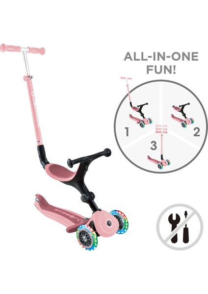 Go-Up Aktive Light Katlanabilir Işıklı Scooter - Pastel Pembe