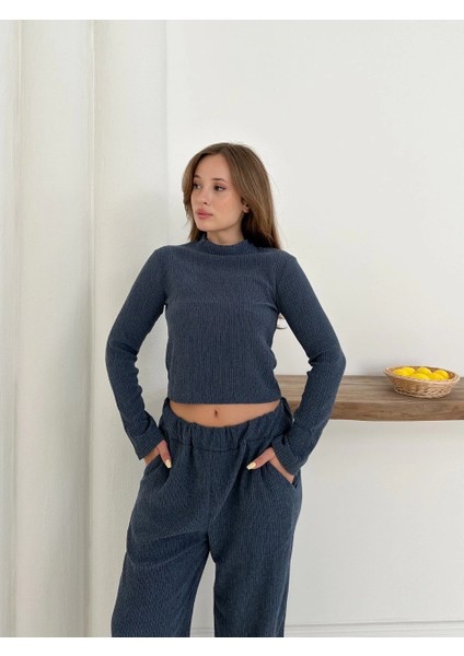 Balıkçı Yaka Örme Takım Lacivert ST265865 fırsatları