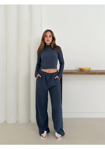 Balıkçı Yaka Örme Takım Lacivert ST265865 indirimleri