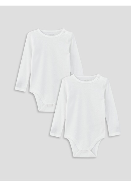 Yeni Sezon Bisiklet Yaka Basic Erkek Bebek Çıtçıtlı Bodysuit 2'li