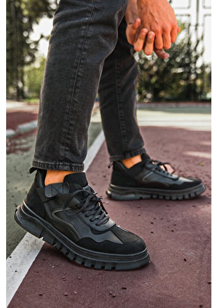 Siyah Erkek Bot Yüksek Topuklu Ortapedik İç Taban ile Rahat Kullanım