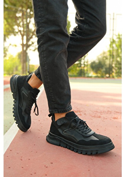 Siyah Erkek Bot Yüksek Topuklu Ortapedik İç Taban ile Rahat Kullanım