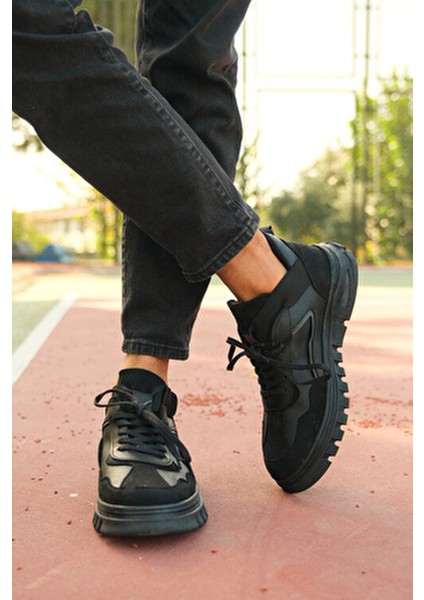 Siyah Erkek Bot Yüksek Topuklu Ortapedik İç Taban ile Rahat Kullanım