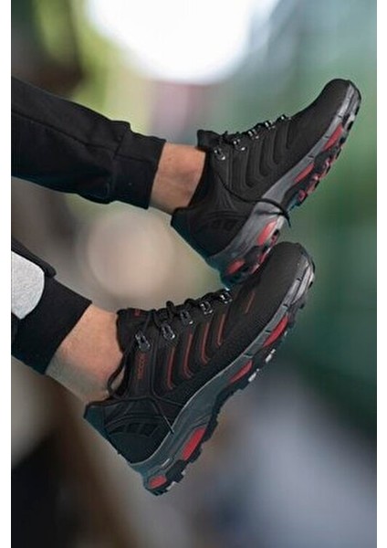 Siyah Kırmızı 3D Rubber Trekking Ayakkabı 00128060