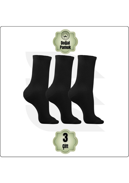 Uniseks Tenis Spor Çorap 3'lü Set - Doğal Pamuk, Dikişsiz, Havlu Taban Soket Çorap