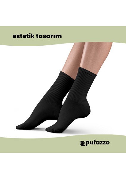 Uniseks Tenis Spor Çorap 3'lü Set - Doğal Pamuk, Dikişsiz, Havlu Taban Soket Çorap