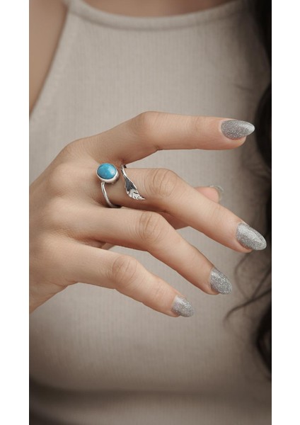 Turkuaz Yaprak Gümüş Yüzük indirimleri