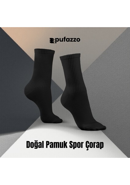 Uniseks Tenis Spor Çorap 6'lı Set - Doğal Pamuk, Dikişsiz, Havlu Taban Soket Çorap