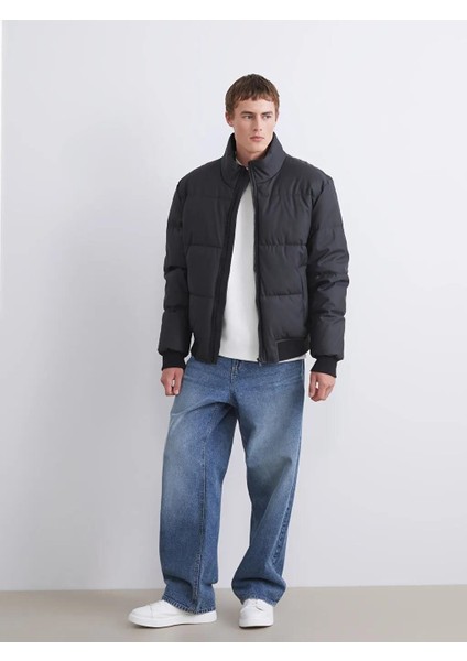 Dik Yaka Erkek Deri Görünümlü Şişme Mont (W5) fiyatları