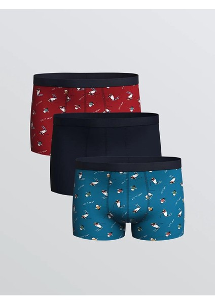 Standart Kalıp Pamuklu Esnek Erkek Boxer 3'lü (W5)