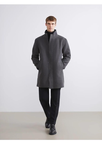 Standart Kalıp Dik Yaka Erkek Kaşe Kaban (W5) fiyatları