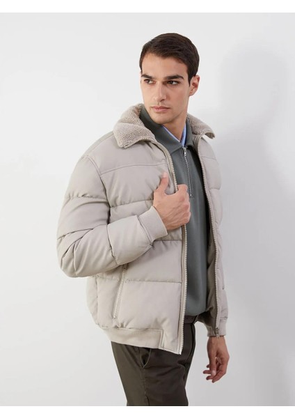 Standart Kalıp Gömlek Yaka Erkek Deri Görünümlü Mont (W5)