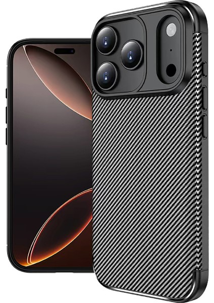 Apple iPhone 17 Pro Max Kılıf Karbon Silikon Case Kapak