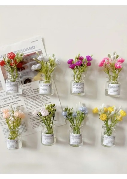 Dekoratif Mini Araba Süsü Sevimli Çiçek Saksıları 4 Adet 6,3 cm x 3 cm