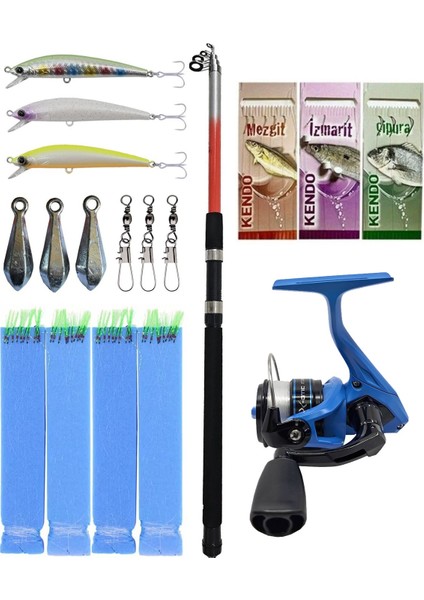 Yekoutdoor Çocuk Olta Seti Kendo Elbe 2.10M 70-150GR Olta Kamışı&okuma X-Otic XT-20EB 1bb Olta Makinesi