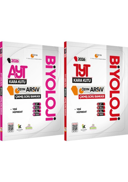 KARAKUTU YAYINLARI 2026 TYT-AYT BİYOLOJİ Kara Kutu ÖSYM Çıkmış Soru Havuzu Bankası 2li SET Konu Özetli Dijital Çözümlü