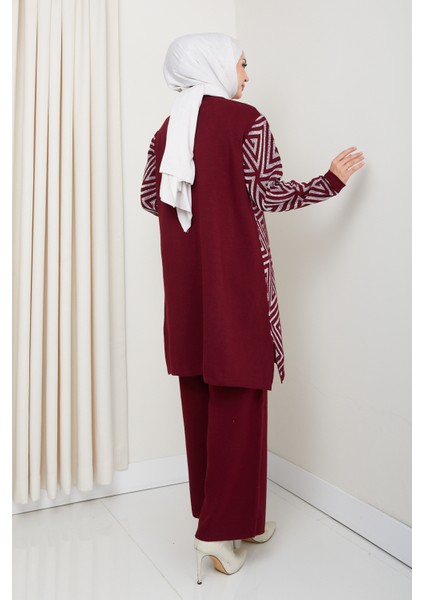 Takım Simli Geometri Desenli Triko Pantolonlu Tunik fırsatları