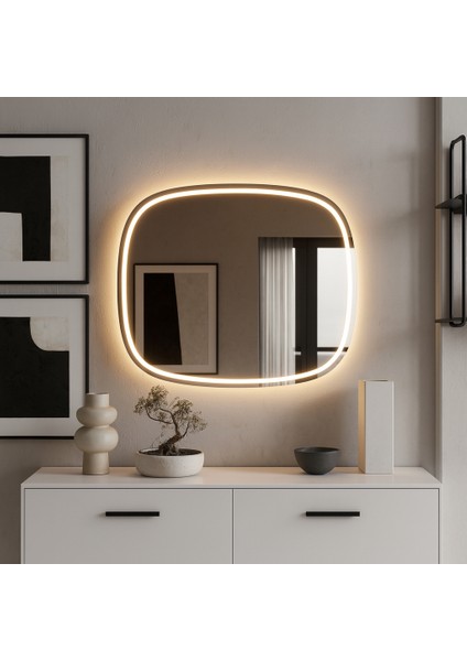 Organik Formlu LED Işıklı Duvar Aynası – Şık Modern Tasarım fiyatları