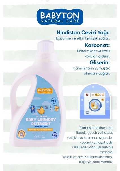 Doğal Bebek Çamaşır Deterjanı 2'li Set 1000 ml modelleri