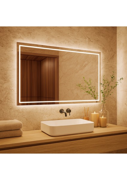 Minimal Çerçeveli LED Işıklı Dikdörtgen Ayna – Modern Banyo & Duvar Aynası fiyatları