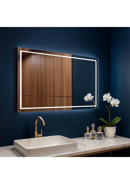 Minimal Çerçeveli LED Işıklı Dikdörtgen Ayna – Modern Banyo & Duvar Aynası indirimleri