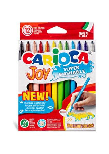 Joy Süper Yıkanabilir Keçeli Boya Kalemi 12'li Renkli ve Toksik Olmayan Mürekkep fırsatları