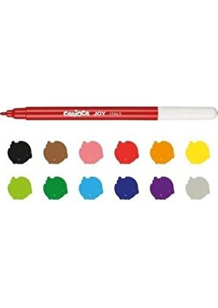 Joy Süper Yıkanabilir Keçeli Boya Kalemi 12'li Renkli ve Toksik Olmayan Mürekkep indirimleri