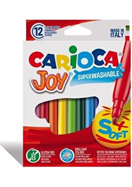 Joy Süper Yıkanabilir Keçeli Boya Kalemi 12'li Renkli ve Toksik Olmayan Mürekkep