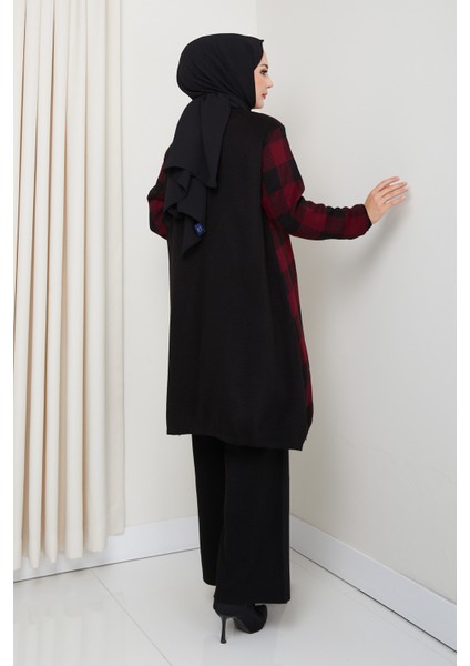 Takım Kare Desenli Triko Pantolonlu Tunik fırsatları