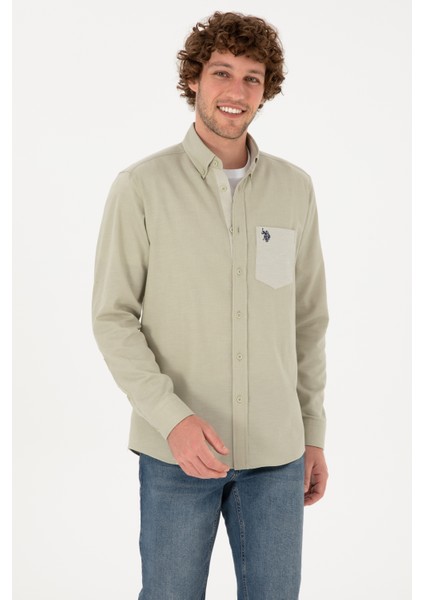 Erkek Açık Haki Gömlek Desenli 50316653-VR183