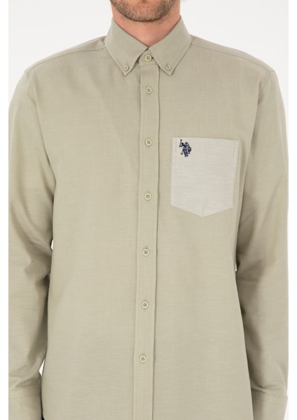 Erkek Açık Haki Gömlek Desenli 50316653-VR183