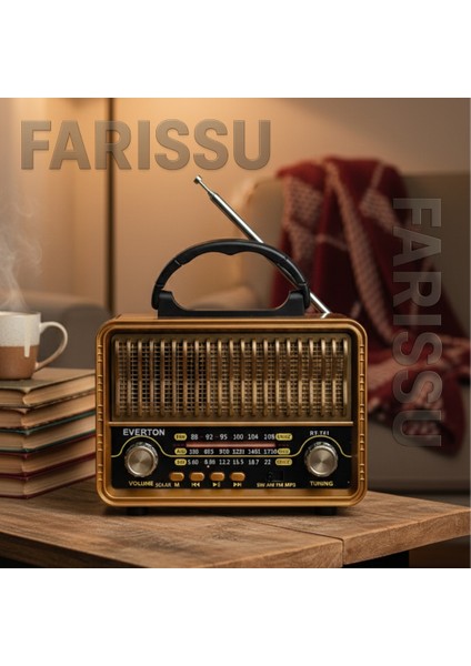 Everton RT-751 Nostaljik Tasarımlı Bluetooth/solar/usb/tf Kart Destekli Am/fm/sw