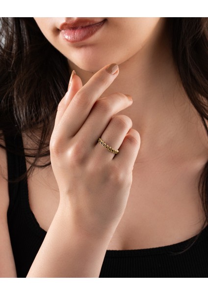 925 Ayar Gold Sıralı Tamtur Kalp Ayarlanabilir Gümüş Yüzük fiyatları