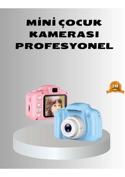 8mp Mini Çocuk Fotoğraf Makinesi – Pembe Ses Kaydı Özellikli