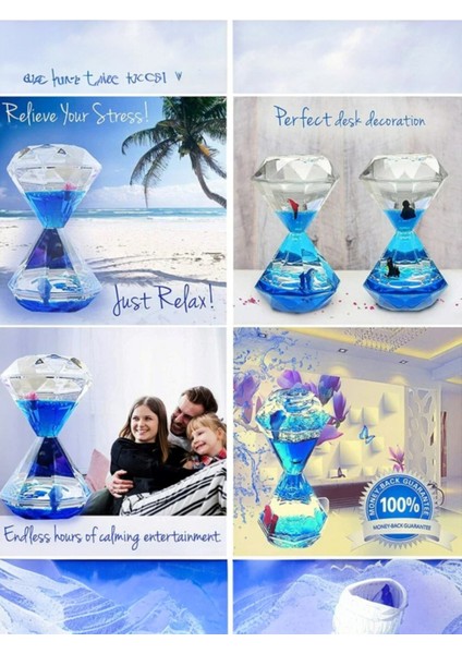 Mistik Mavi Elmas Sulu Kum Saati – Deniz Canlıları ve Kabarcık Efekti (14 Cm) fiyatları