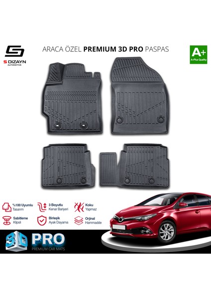 Toyota Auris 3D Pro Havuzlu Paspas 2013-2020 A+ Kalite