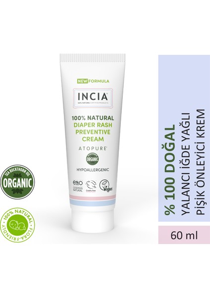 %100 Doğal Pişik Önleyici Jel Krem ATOPURE ® Yenidoğan Nemlendirici Koruyucu Hassas Bakım 60ml