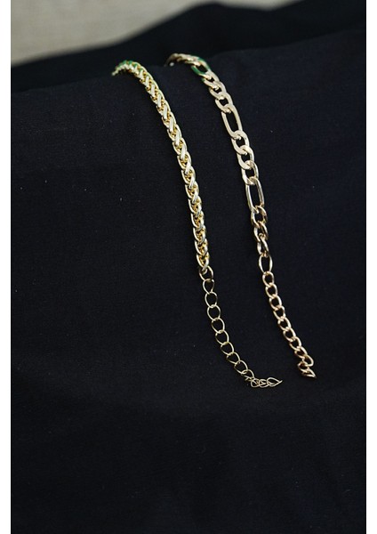 Kombin Bileklik Gold Renk Şavin ve Burgu Model modelleri