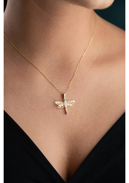 925 Ayar Gümüş Gold Kaplama Yusufçuk Model Kolye fiyatları