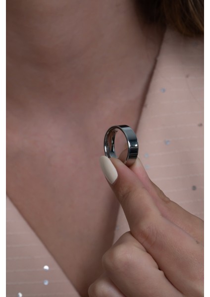 6mm Parlak Düz Model Unisex Kadın Erkek Çelik Alyans Yüzük cl39