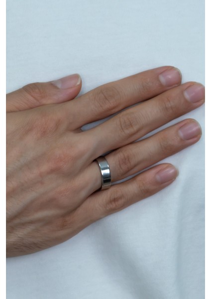 6mm Parlak Düz Model Unisex Kadın Erkek Çelik Alyans Yüzük cl39