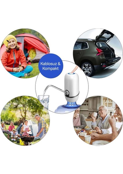 Kampta Piknikte Yazlıkta Şarjlı Damacana Otomatik Su Pompası ( Lisinya )