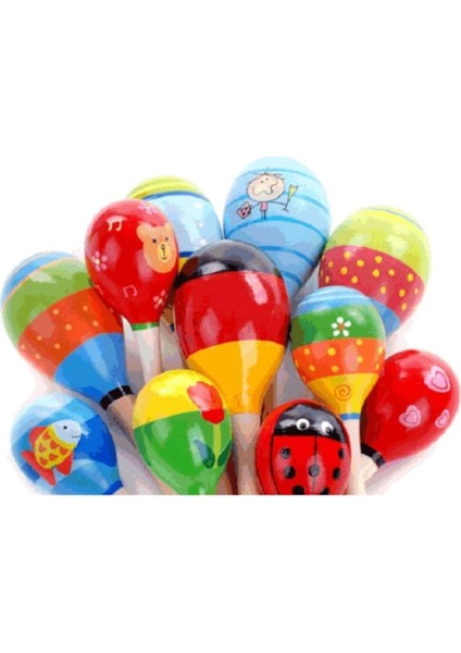 Renkli Ahşap Marakas Boncuklu Ritim Çıngırağı Çocuklar Için Eğitici ve Eğlenceli Müzik Aleti ( Lisinya ) fiyatları