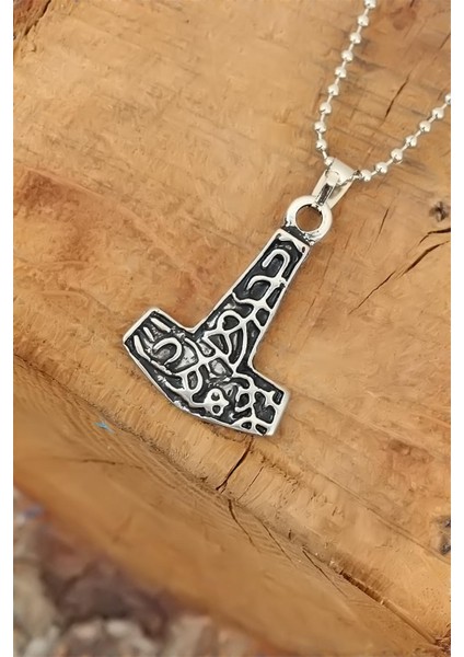 Gümüş Renk Metal Aksesuarlı Top Zincirli Erkek Kolye - Lisinya